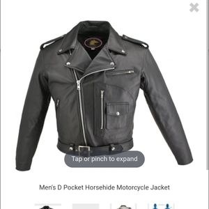 Men's D pocket Leather Motorcycle Jacket